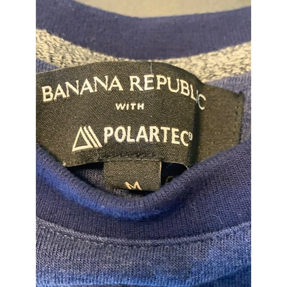Banana Republic Polartec‎ Sweatshirt Minimalist Medium Blue Heathered Raglan